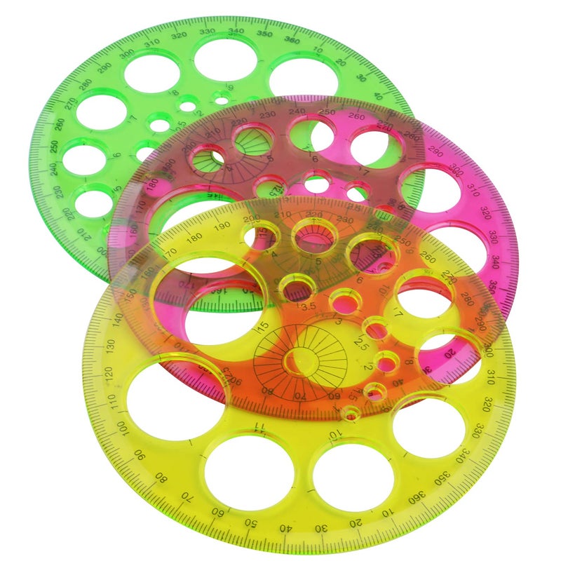 Aylifu 3 Pieces Plastic Template Ruler Circles Drawing Stencil Geometric Tool Multifunction for Office School Home - Image 5